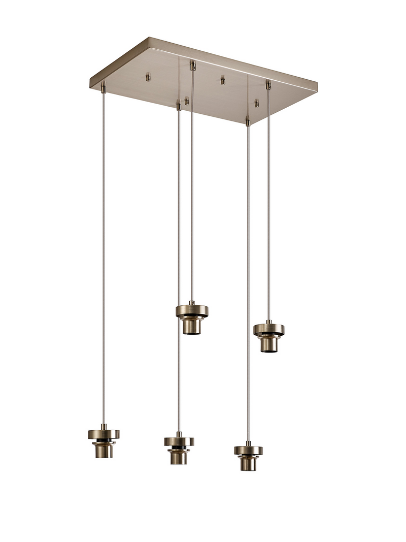 Load image into Gallery viewer, C-Lighting Budapest Satin Nickel 5 Light E27 2m Rectangular Multiple Pendant, Suitable For A Vast Selection Of Glass Shades - 53235
