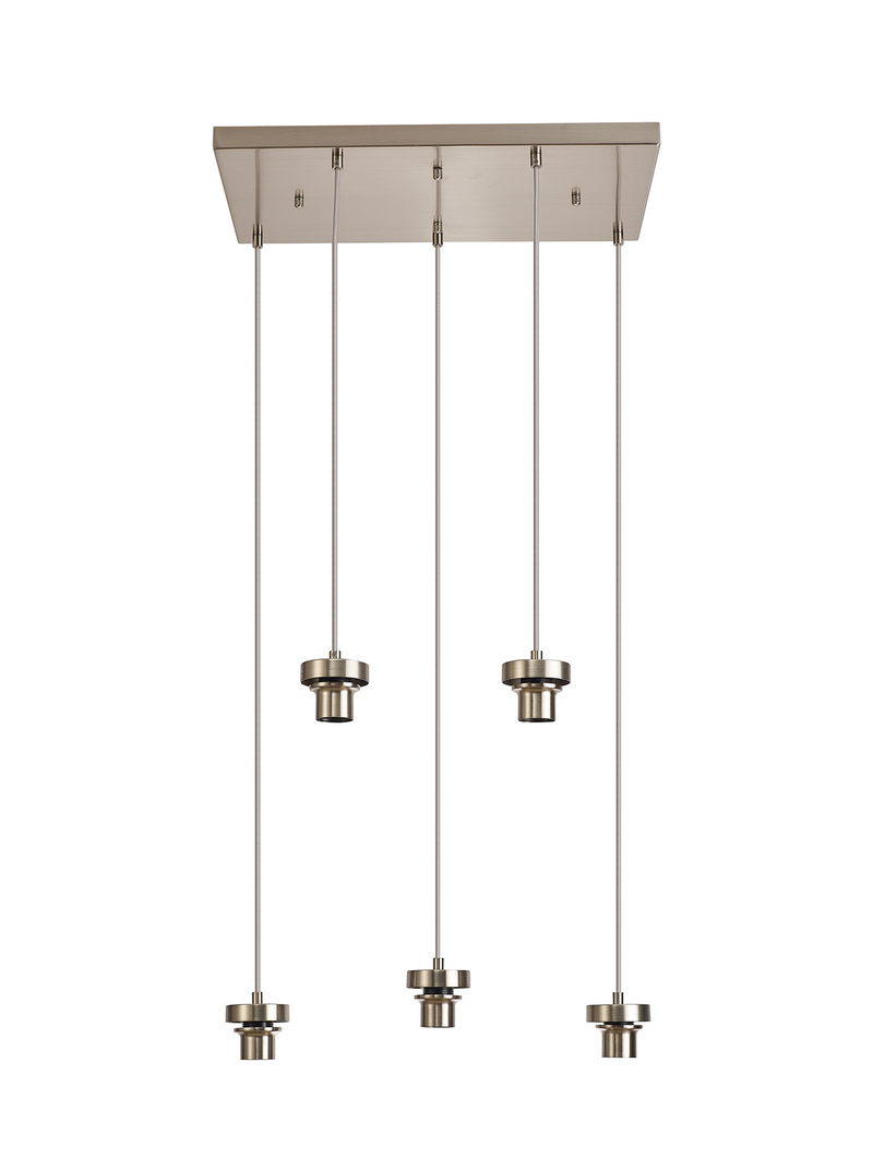 Load image into Gallery viewer, C-Lighting Budapest Satin Nickel 5 Light E27 2m Rectangular Multiple Pendant, Suitable For A Vast Selection Of Glass Shades - 53235
