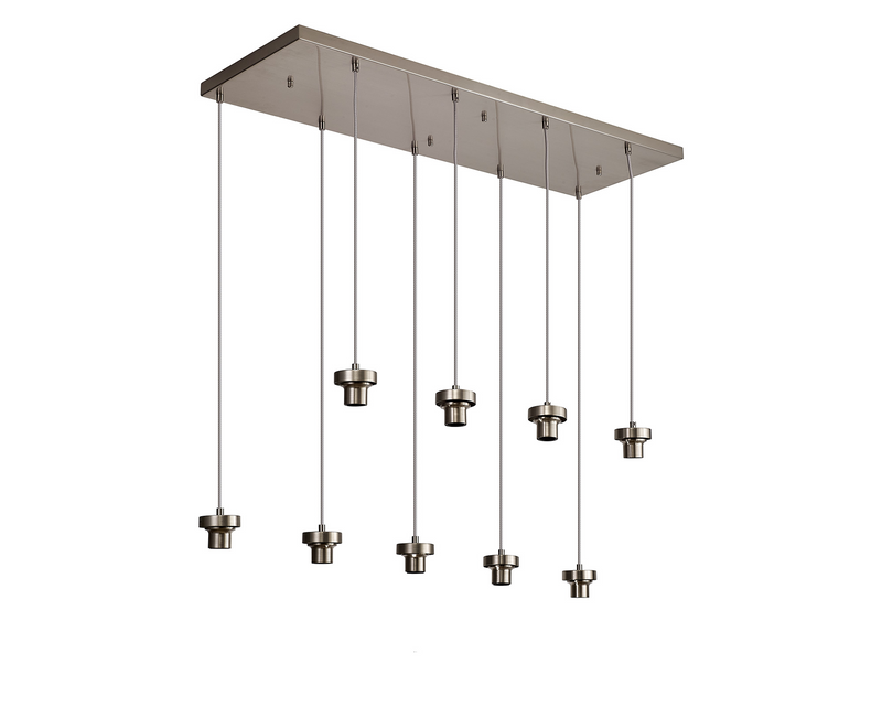 Load image into Gallery viewer, C-Lighting Budapest Satin Nickel 9 Light E27 2m Rectangular Multiple Pendant, Suitable For A Vast Selection Of Glass Shades - 53236
