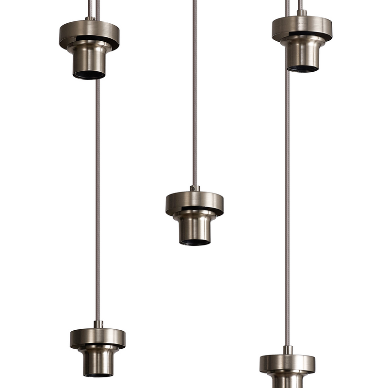 Load image into Gallery viewer, C-Lighting Budapest Satin Nickel 7 Light E27 2m Oval Multiple Pendant, Suitable For A Vast Selection Of Glass Shades - 53237
