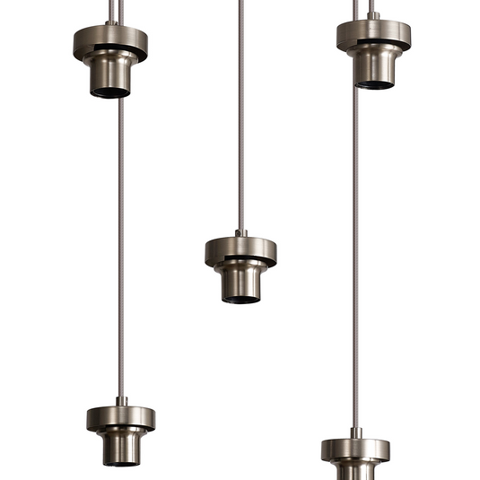C-Lighting Budapest Satin Nickel 7 Light E27 2m Oval Multiple Pendant, Suitable For A Vast Selection Of Glass Shades - 53237