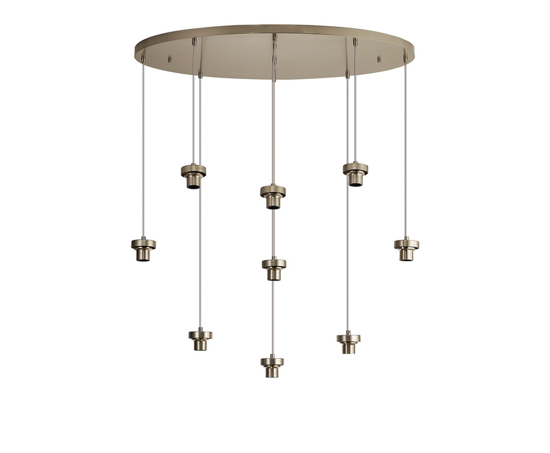 Load image into Gallery viewer, C-Lighting Budapest Satin Nickel 9 Light E27 Oval Multiple Pendant, Suitable For A Vast Selection Of Glass Shades - 53238

