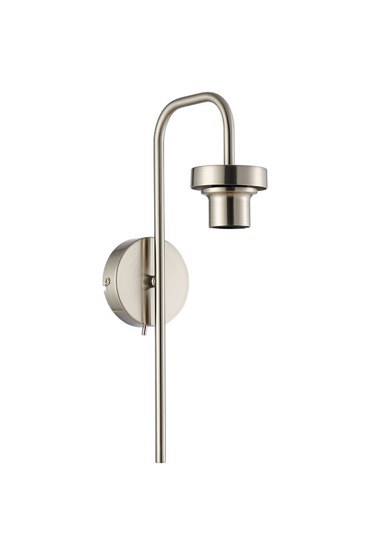C-Lighting Budapest Satin Nickel Curved 1 Light E27 Switched Wall Light, Suitable For A Vast Selection Of Glass Shades - 53240