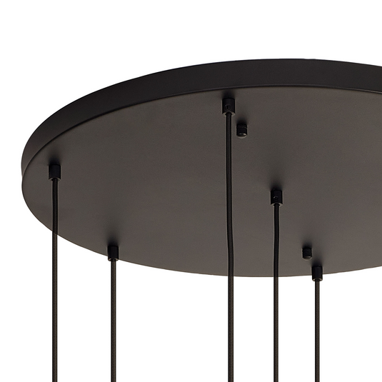 C-Lighting Budapest Satin Black 7 Light E27 3m Round Multiple Pendant, Suitable For A Vast Selection Of Glass Shades - 53398