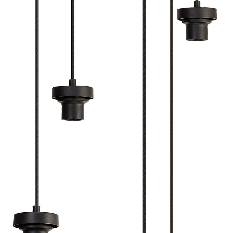 Load image into Gallery viewer, C-Lighting Budapest Satin Black 7 Light E27 3m Round Multiple Pendant, Suitable For A Vast Selection Of Glass Shades - 53398
