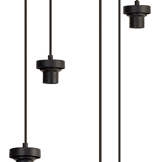 C-Lighting Budapest Satin Black 7 Light E27 3m Round Multiple Pendant, Suitable For A Vast Selection Of Glass Shades - 53398