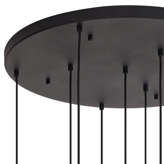 C-Lighting Budapest Satin Black 9 Light E27 3m Round Multiple Pendant, Suitable For A Vast Selection Of Glass Shades - 53399