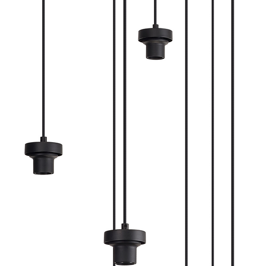 C-Lighting Budapest Satin Black 9 Light E27 3m Round Multiple Pendant, Suitable For A Vast Selection Of Glass Shades - 53399