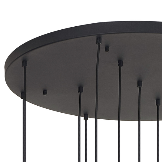 C-Lighting Budapest Satin Black 13 Light E27 4m Round Multiple Pendant, Suitable For A Vast Selection Of Glass Shades - 53401