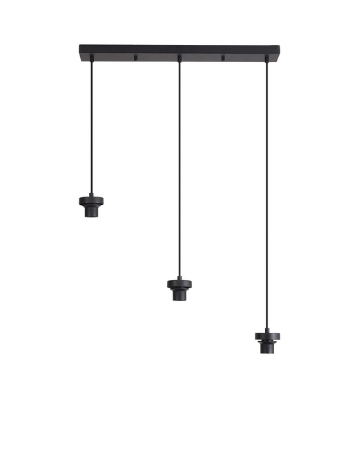 C-Lighting Budapest Satin Black 3 Light E27 2m Linear Multiple Pendant, Suitable For A Vast Selection Of Glass Shades - 53402