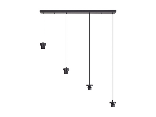 C-Lighting Budapest Satin Black 4 Light E27 2m Linear Multiple Pendant, Suitable For A Vast Selection Of Glass Shades - 53403