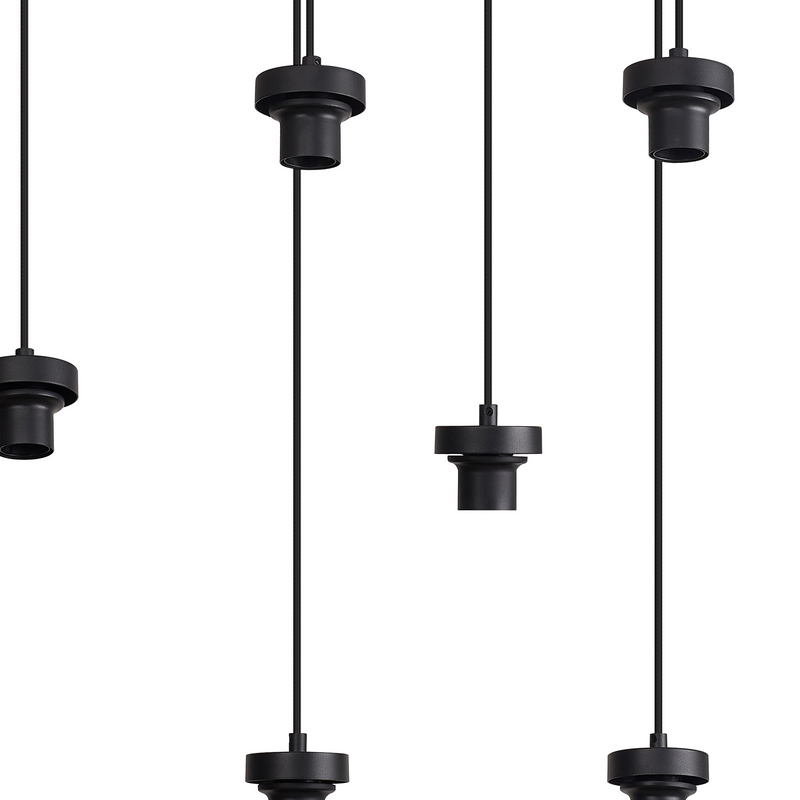 Load image into Gallery viewer, C-Lighting Budapest Satin Black 7 Light E27 2m Oval Multiple Pendant, Suitable For A Vast Selection Of Glass Shades - 53405
