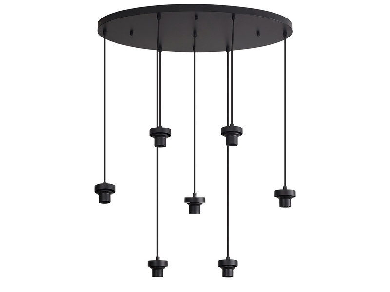 Load image into Gallery viewer, C-Lighting Budapest Satin Black 7 Light E27 2m Oval Multiple Pendant, Suitable For A Vast Selection Of Glass Shades - 53405
