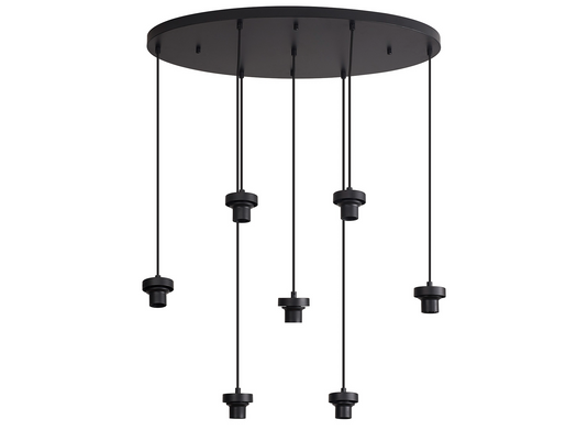 C-Lighting Budapest Satin Black 7 Light E27 2m Oval Multiple Pendant, Suitable For A Vast Selection Of Glass Shades - 53405