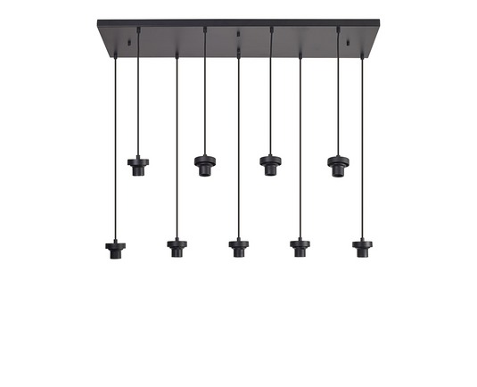 C-Lighting Budapest Satin Black 9 Light E27 2m Rectangular Multiple Pendant, Suitable For A Vast Selection Of Glass Shades - 53407