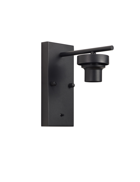C-Lighting Budapest Satin Black 1 Light E27 Switched Wall Light, Suitable For A Vast Selection Of Glass Shades - 53408