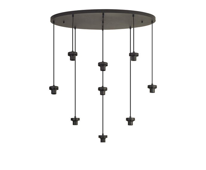 C-Lighting Budapest Satin Black 9 Light E27 Oval Multiple Pendant, Suitable For A Vast Selection Of Glass Shades - 53413