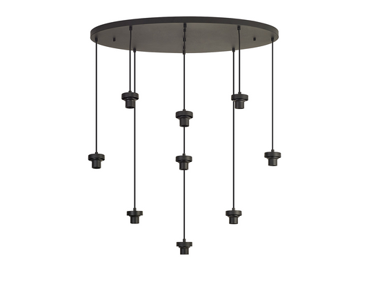C-Lighting Budapest Satin Black 9 Light E27 Oval Multiple Pendant, Suitable For A Vast Selection Of Glass Shades - 53413