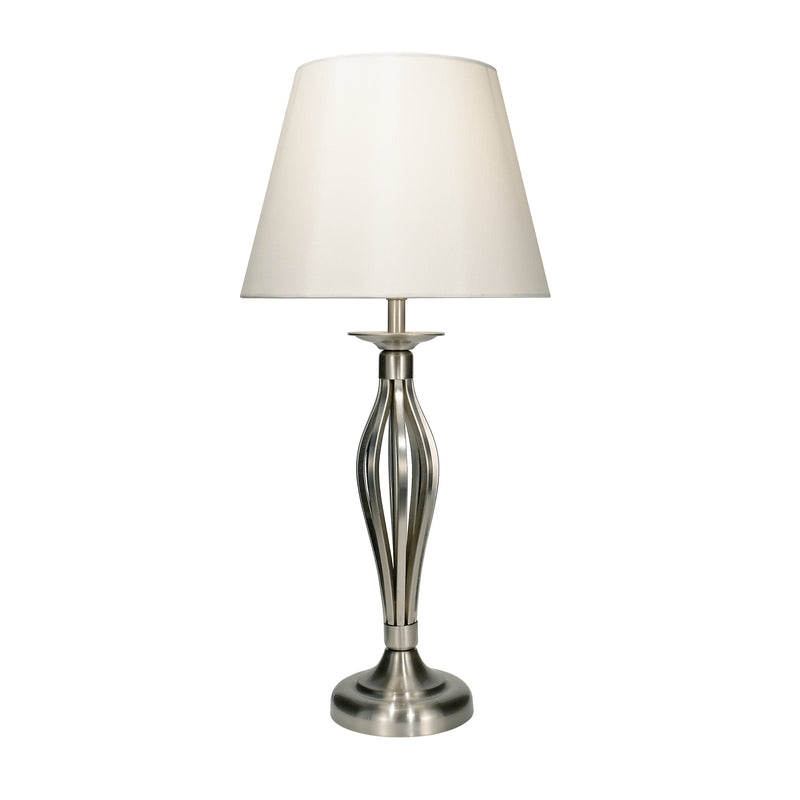 Load image into Gallery viewer, Dar Lighting BYB4046 Bybliss Table Lamp Satin Chrome With Cream Shade - 13700
