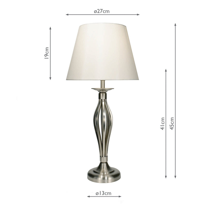 Load image into Gallery viewer, Dar Lighting BYB4046 Bybliss Table Lamp Satin Chrome With Cream Shade - 13700
