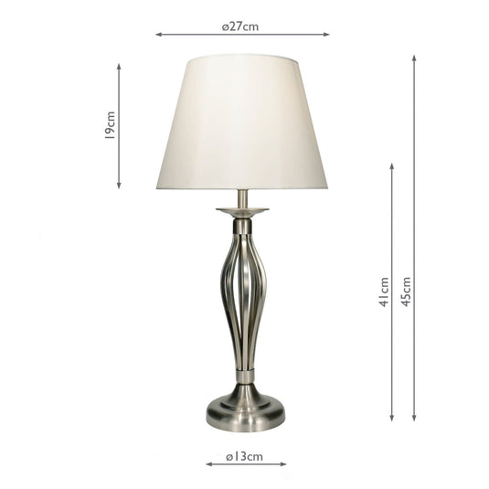 Dar Lighting BYB4046 Bybliss Table Lamp Satin Chrome With Cream Shade - 13700