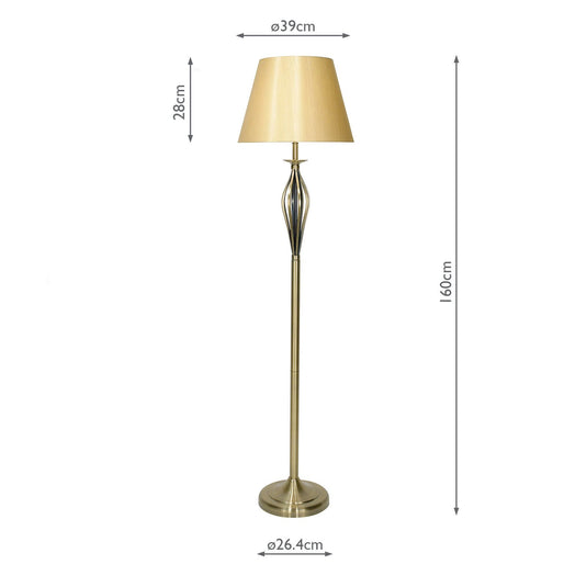 Dar Lighting BYB4975 Bybliss Floor Lamp Antique Brass With Shade - 13697