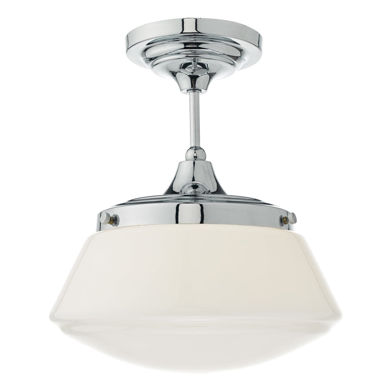 Load image into Gallery viewer, Dar Lighting CAD0150 Caden Semi Flush Polished Chrome &amp; Opal Glass IP44 - 22619
