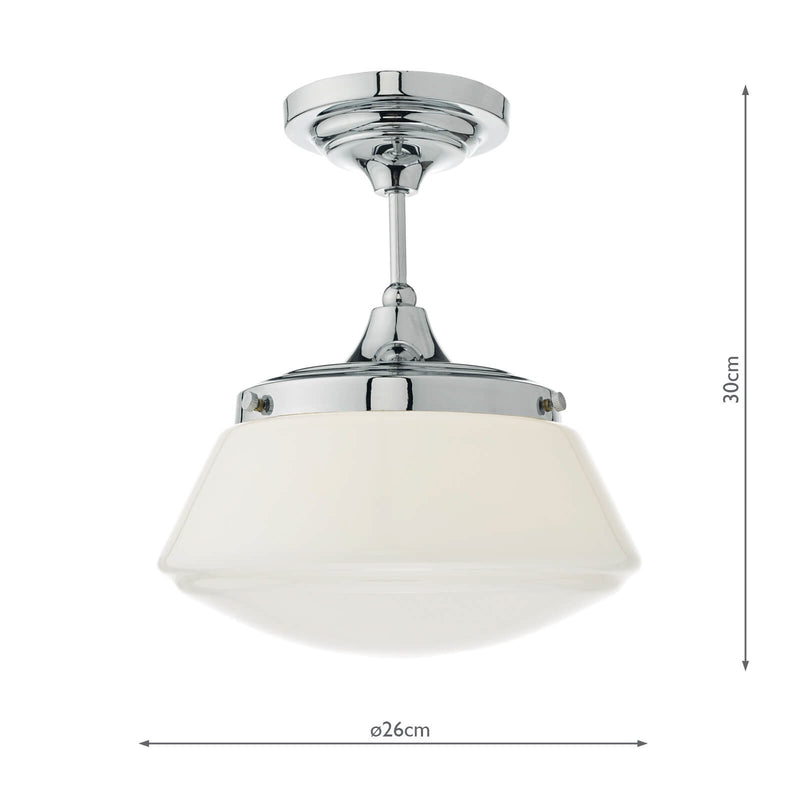 Load image into Gallery viewer, Dar Lighting CAD0150 Caden Semi Flush Polished Chrome &amp; Opal Glass IP44 - 22619
