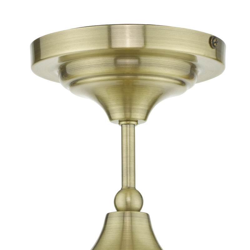 Load image into Gallery viewer, Dar Lighting CAD0175 Caden Semi Flush Antique Brass Opal Glass IP44 - 26994
