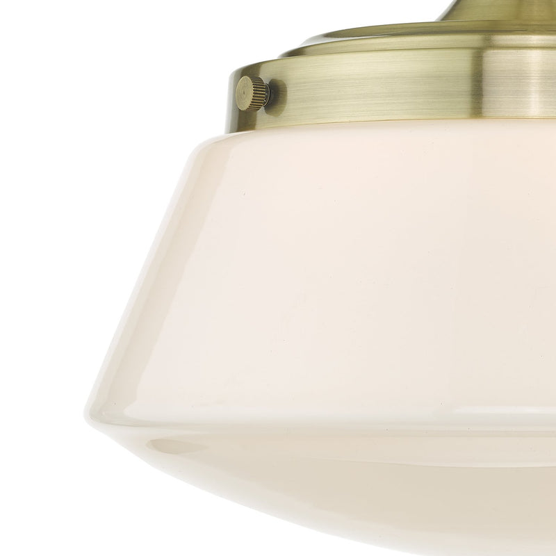 Load image into Gallery viewer, Dar Lighting CAD0175 Caden Semi Flush Antique Brass Opal Glass IP44 - 26994
