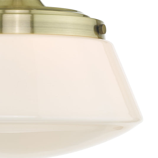 Dar Lighting CAD0175 Caden Semi Flush Antique Brass Opal Glass IP44 - 26994