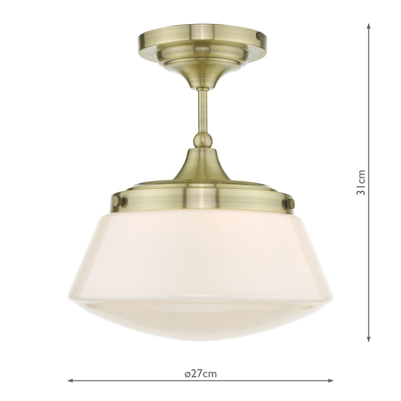 Load image into Gallery viewer, Dar Lighting CAD0175 Caden Semi Flush Antique Brass Opal Glass IP44 - 26994
