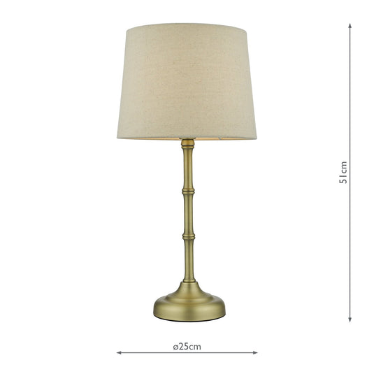Dar Lighting CAN4275 Cane 1 Light Table Lamp Antique Brass With Shade - 36879