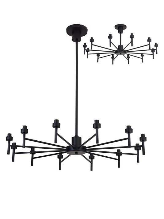 C-Lighting Capel Satin Black 12 Light G9 Universal Telescopic Light, Suitable For A Vast Selection Of Glass Shades - 52049