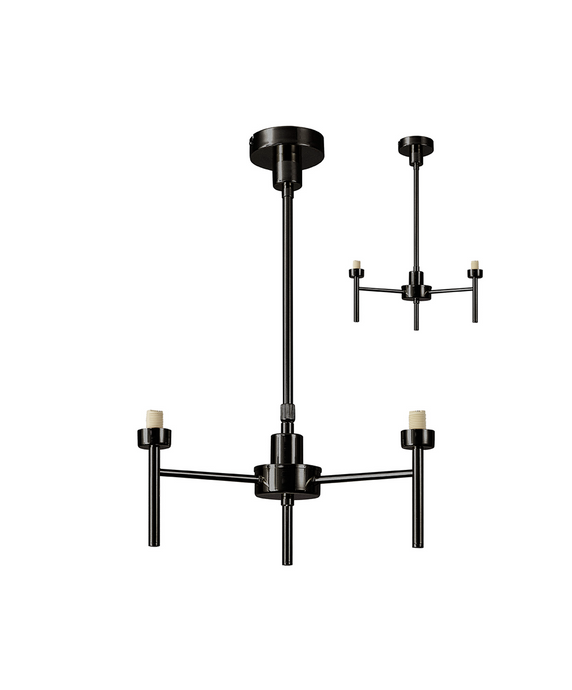 C-Lighting Capel Satin Black 3 Light G9 Universal Telescopic Light, Suitable For A Vast Selection Of Glass Shades - 52052
