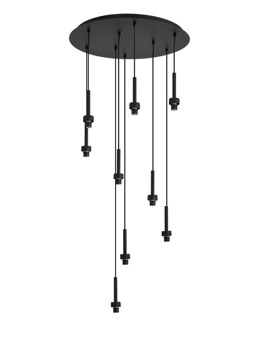C-Lighting Capel Satin Black 9 Light G9 Universal 2.5m Round Multiple Pendant, Suitable For A Vast Selection Of Glass Shades - 52054
