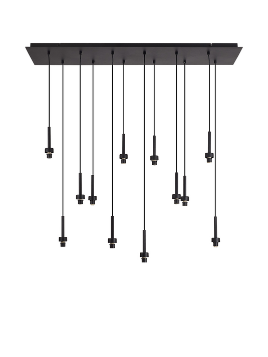 C-Lighting Capel Satin Black 12 Light G9 Universal 2m Linear Pendant, Suitable For A Vast Selection Of Glass Shades - 52057