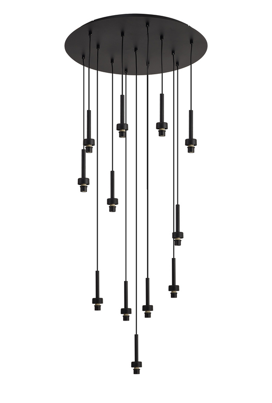 C-Lighting Capel Satin Black 13 Light G9 Universal 2.5m Round Multiple Pendant, Suitable For A Vast Selection Of Glass Shades - 52058