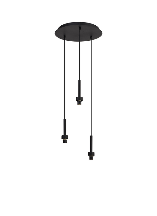 C-Lighting Capel Satin Black 3 Light G9 Universal 2m Round Pendant, Suitable For A Vast Selection Of Glass Shades - 52062