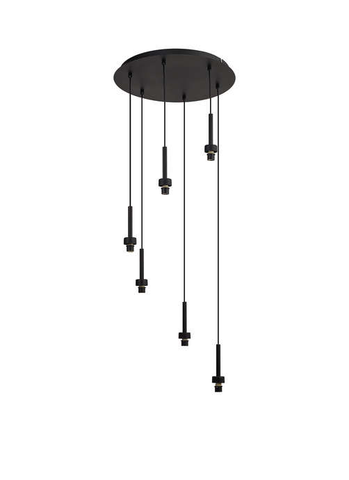 C-Lighting Capel Satin Black 6 Light G9 Universal 2.5m Round Multiple Pendant, Suitable For A Vast Selection Of Glass Shades - 52063