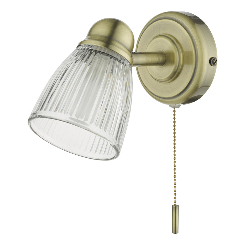 Load image into Gallery viewer, Dar Lighting CED0775 Cedric Single Spotlight Antique Brass Glass IP44 - 27127
