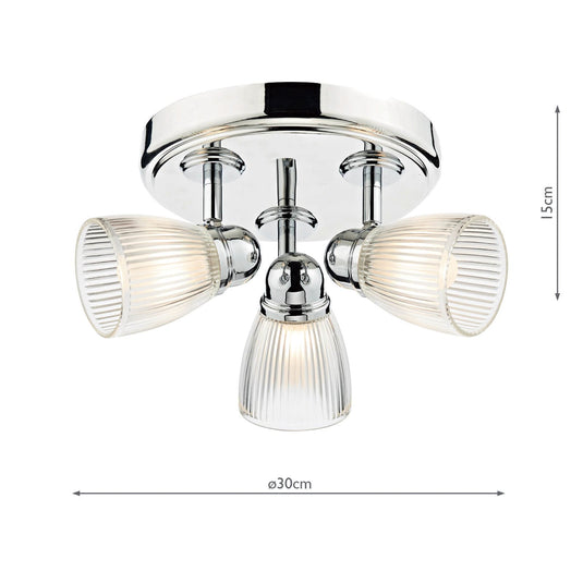 Dar Lighting CED7638 Cedric 3 Light Round Plate Spot Polished Chrome IP44 - 20031