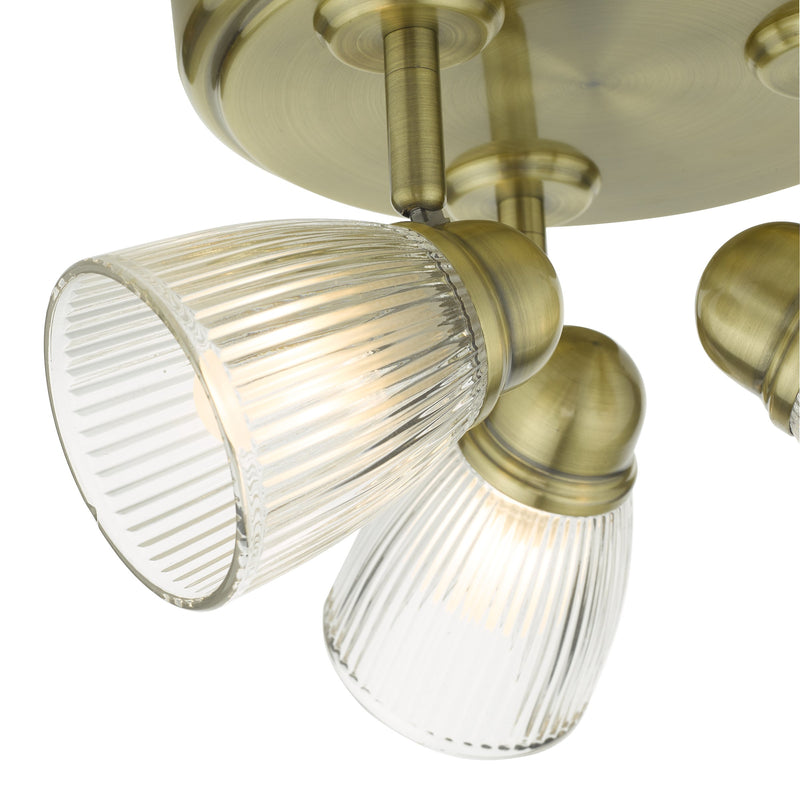 Load image into Gallery viewer, Dar Lighting CED7675 Cedric 3 Round Plate Spotlight Antique Brass Glass IP44 - 27126
