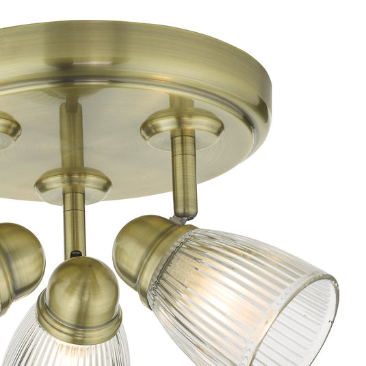 Dar Lighting CED7675 Cedric 3 Round Plate Spotlight Antique Brass Glass IP44 - 27126