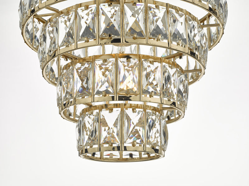 Load image into Gallery viewer, Dar Lighting CER0135 Cerys 1 Light 4 Tier Pendant Crystal &amp; Gold - 25041
