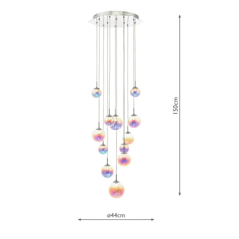 Load image into Gallery viewer, Dar Lighting CES1250 Cesario 12lt Cluster Pendant Polished Chrome &amp; Multi Colour LED - 24161
