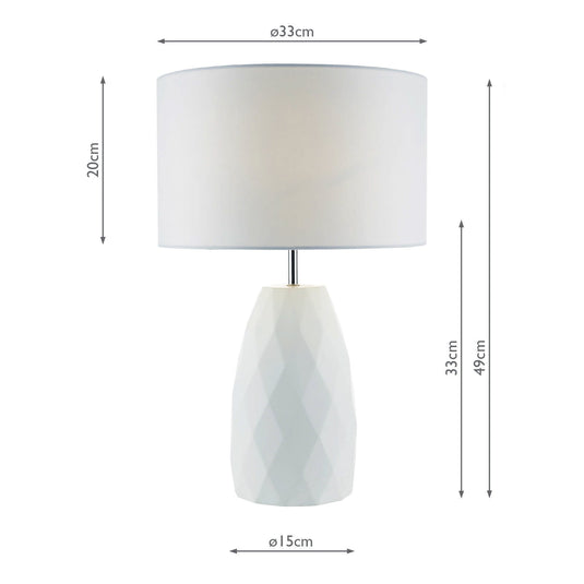 Dar Lighting CIA422 Ciara Table Lamp White Base c/w White Linen Shade - 34949
