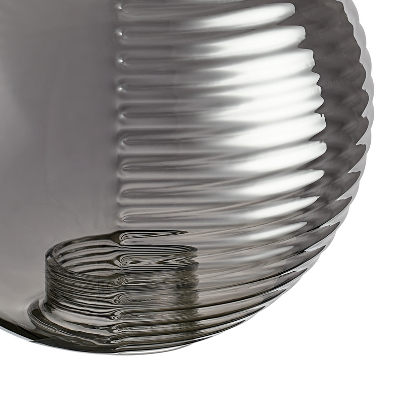 Load image into Gallery viewer, C-Lighting Clay 150mm Round Double Textured Smooth / Ribbed Glass Shade, Smoke Plated - 52002
