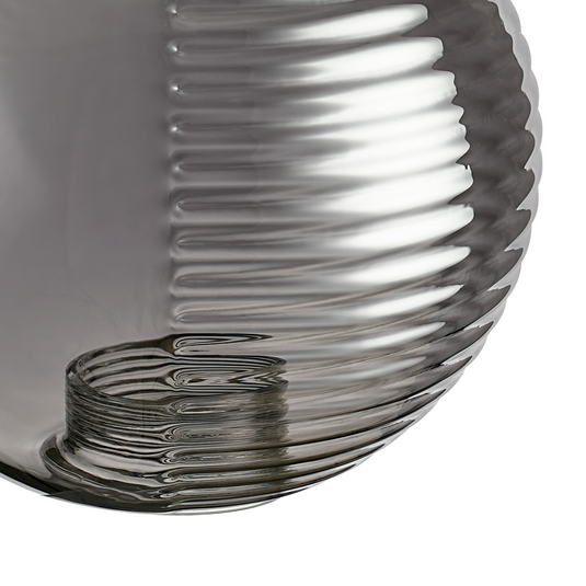C-Lighting Clay 150mm Round Double Textured Smooth / Ribbed Glass Shade, Smoke Plated - 52002