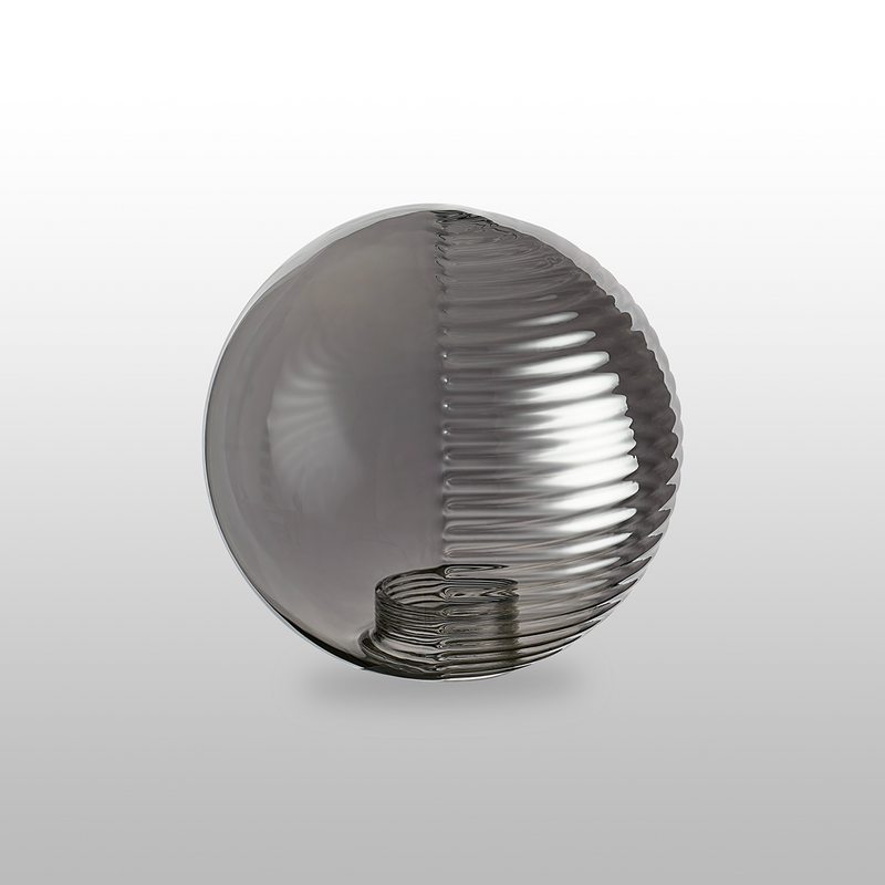 Load image into Gallery viewer, C-Lighting Clay 150mm Round Double Textured Smooth / Ribbed Glass Shade, Smoke Plated - 52002
